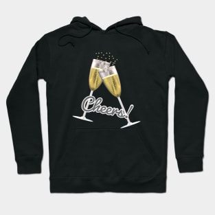 Cheers! Wine Flutes with Bubbly Hoodie